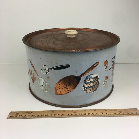 Weibro Chicago USA Lid Only Cake Cover Retro Rustic Decor Copper White READ - Picture 5 of 12